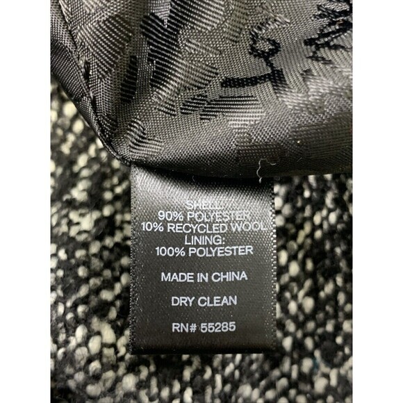 BOGO Express Wool Blend Pea Coat Black White Button Jacket Collared Short Small - Picture 9 of 11